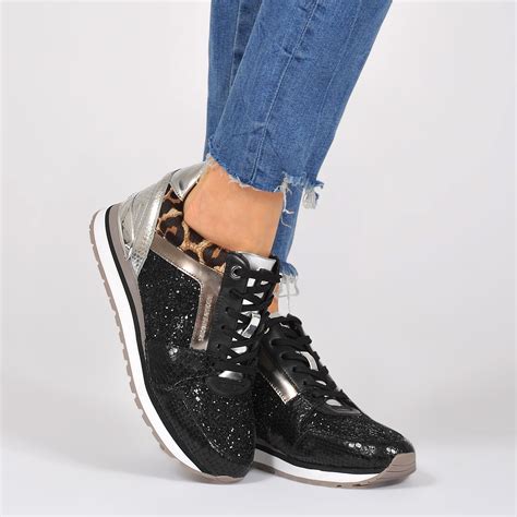 michael kors billie trainer black silver|Michael Kors Women's Billie Trainer Sneaker, Black Glitter/Silver, .